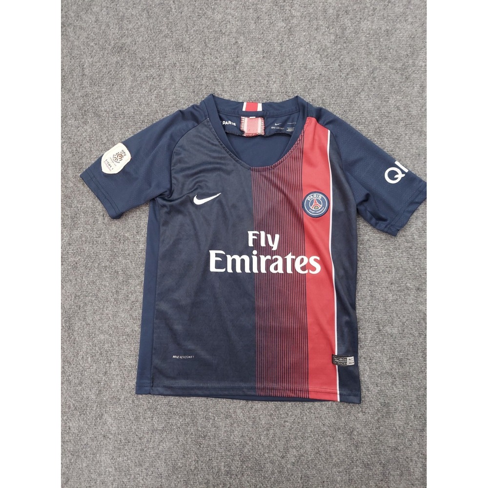 Nike PSG Paris Saint Germain Jersey Youth Boys 26 Medium 10-12 Blue Emirates
